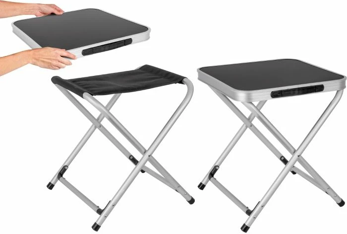 set karrige palosëse me tavolinë BRUNNER HOGGY SET 0406051N.C03, alumini/poliester 40×40×43 cm, me çantë bartëse, gri/e zezë