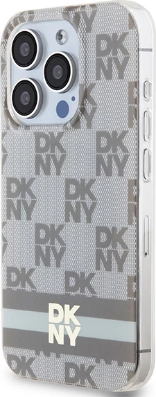 Mbështjellës DKNY IML Checkered Mono Pattern & Printed Stripes MagSafe për iPhone 13 Pro/13, Bezhe
