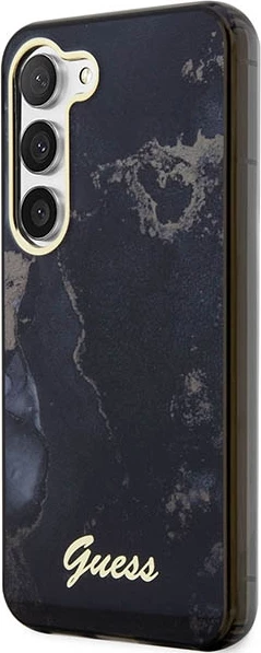 Mbështjellës Guess Golden Marble për Samsung Galaxy S23+, hardcase, i zi