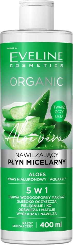 Ujë micelar për femra Eveline Cosmetics Organic Moisturizing me Aloe, 400ml