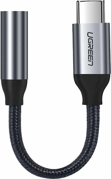 Adapter për kufje Ugreen 30632, USB-C në 3.5mm mini jack, 10cm, Gri