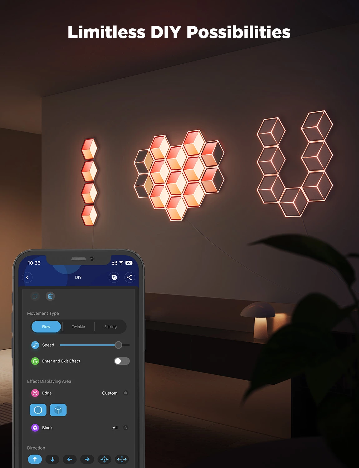 Panel dritash LED Govee Glide Hexagon Light Panels Ultra, RGBIC, Wi‑Fi, 7 copë