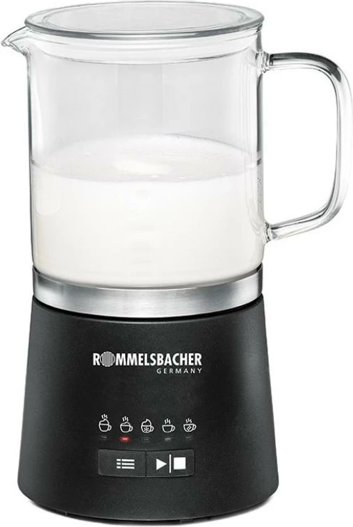 Shkumues qumështi elektrik, Rommelsbacher MS 625, 500 ml, kanaçe qelqi e heqshme, inox, e zezë