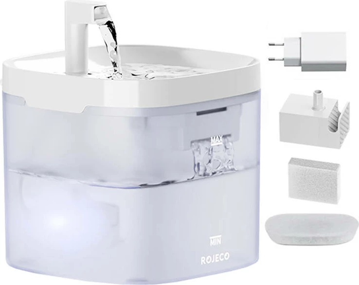 Fontanë për ujë për kafshë, Rojeco RYSJ-12, 1.5L, e bardhë