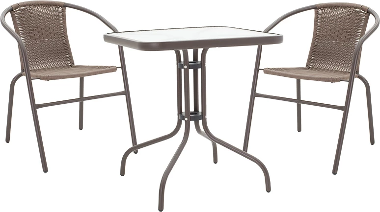 Tavolinë me karrige, 3 copë, ngjyrë kafe,, 70x70x70cm