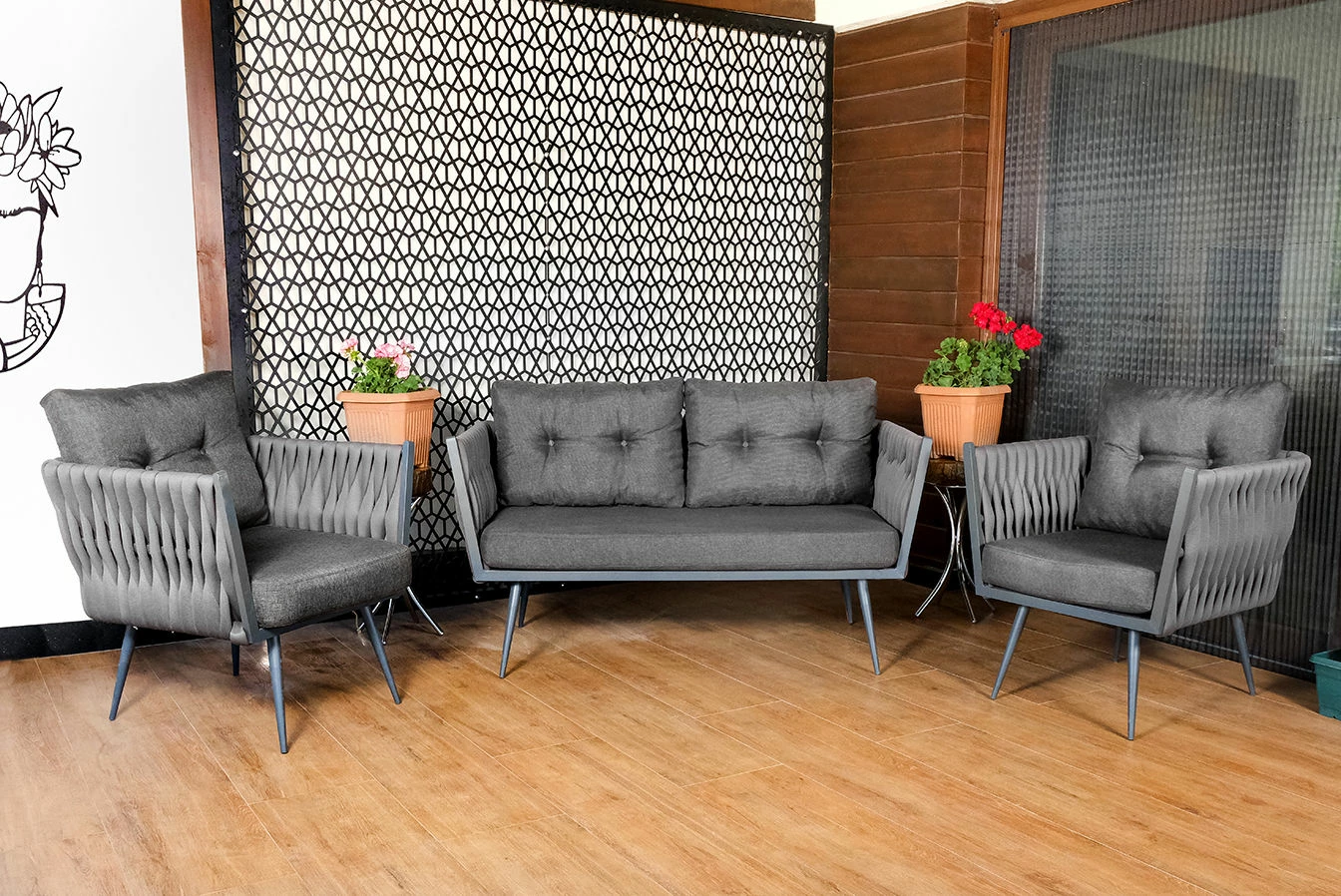 Set lounge për kopsht Hanah Home, vjollcë-gri (1+1+2)