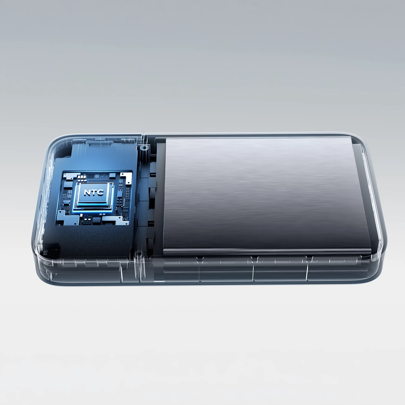Powerbank Cuktech PB150S 15000mAh 100W, 3 porta (2x USB-C, 1x USB-A), me ekran TFT, me kabllo USB-C, gri