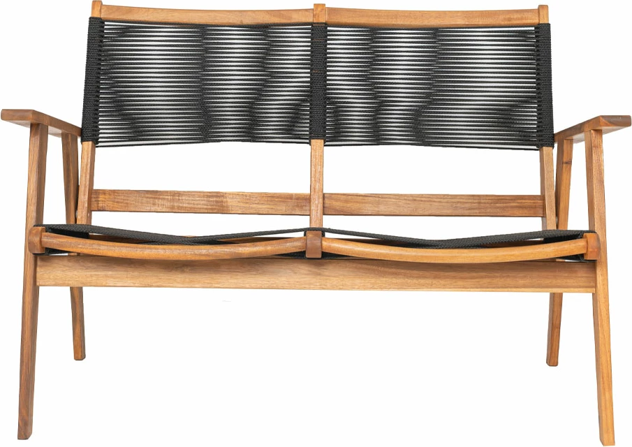 Divan dyvendësh Cavo, litar i zi, dru akacie, 120x72x85