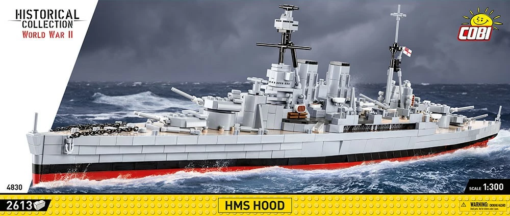 Set ndërtimi Cobi Klocki HMS Hood, 2613 pjesë, Historical Collection, model 1:300