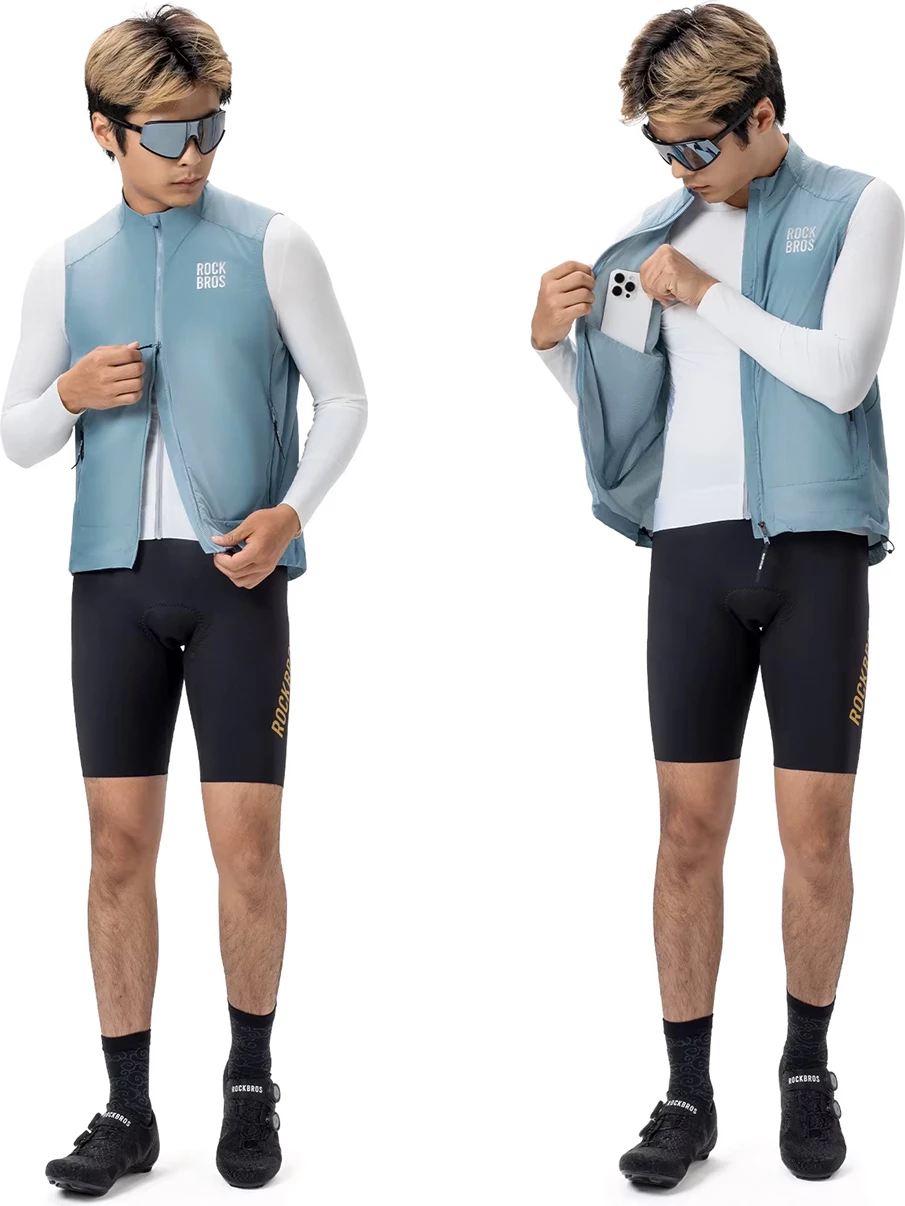 Jelek çiklizmi Rockbros YDMJ003, madhësi L, windproof, UPF50+, zinxhir YKK dykahësh, blu
