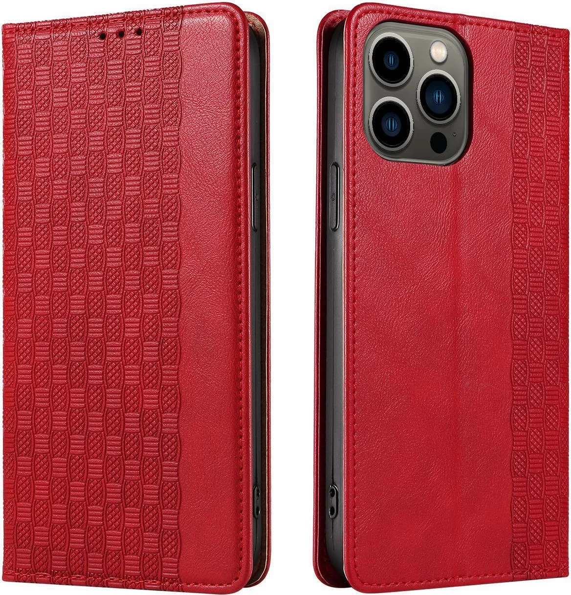 Mbështjellës Hurtel Magnet Strap Case për Samsung Galaxy S23+, me kapak, portofol, qëndrim, rrip dore, Kuq