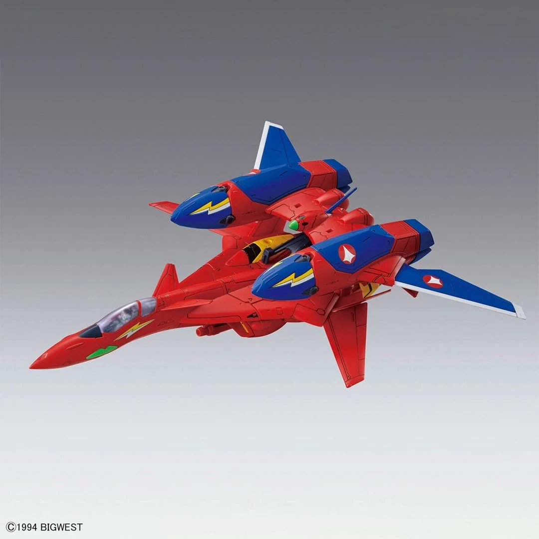 Model ndërtimi Bandai HG 1/100 Macross VF-19 Custom Fire Valkyrie me Sound Booster, i kuq