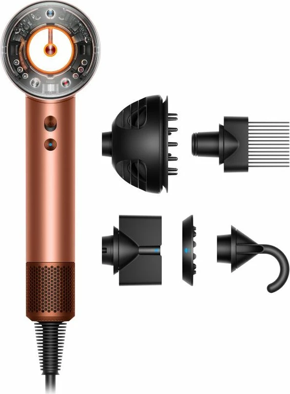 Tharëse flokësh Dyson Supersonic Nural Curly+Coily 1600W (143709-01), kafe metalike, set me 5 aksesorë