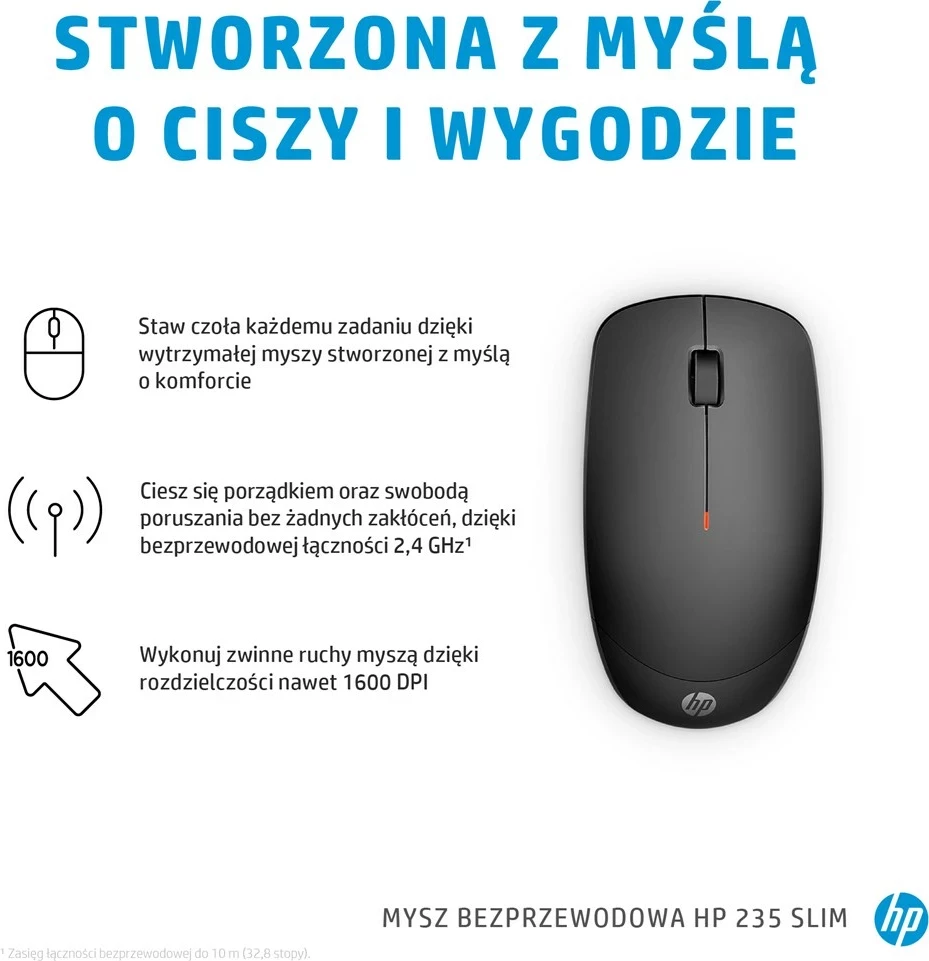 Maus wireless HP 235 Slim, USB, 1600 DPI, i zi