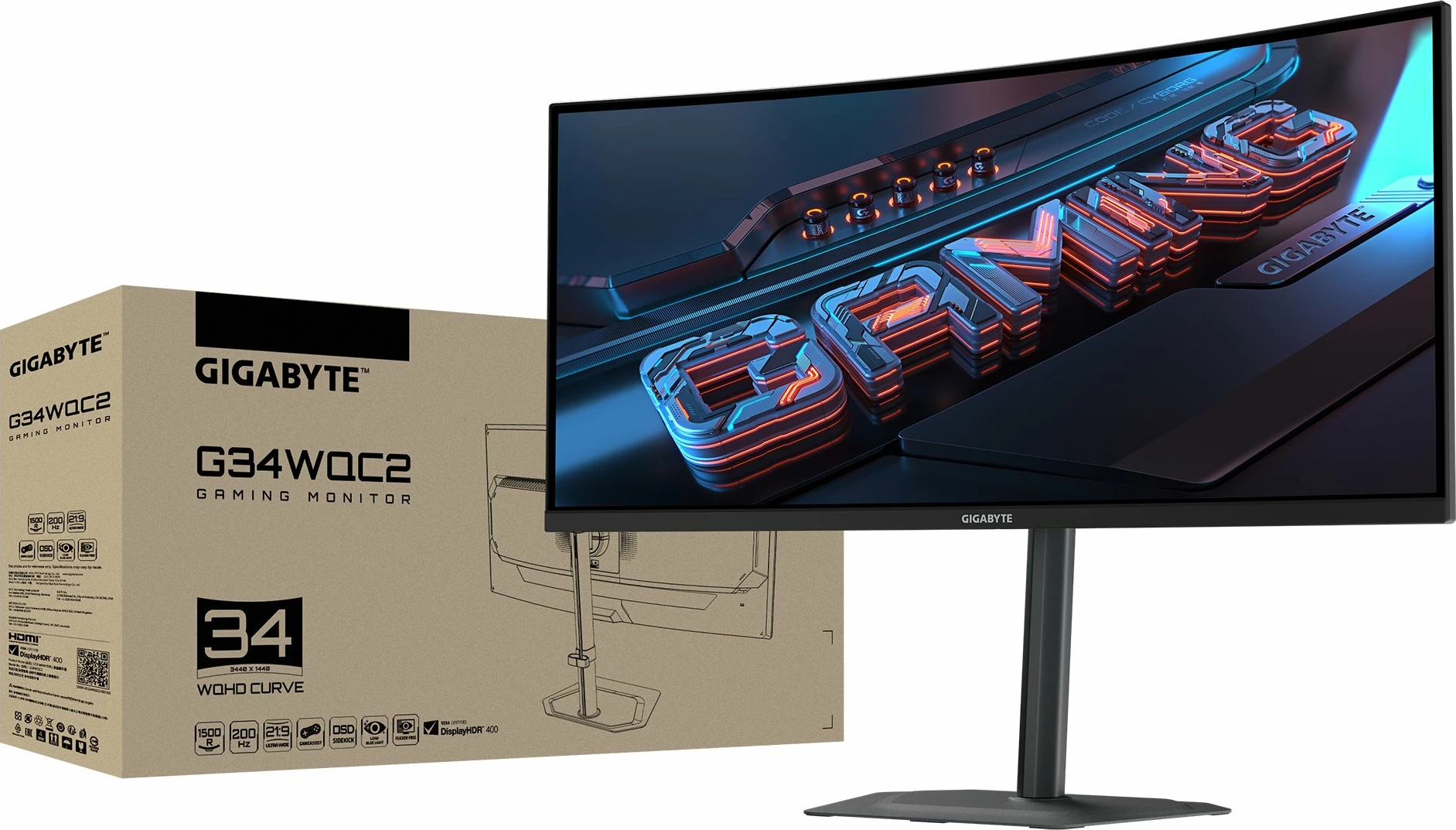 Monitor Gigabyte G34WQC2 34\" UWQHD 200Hz 1ms curved, zi