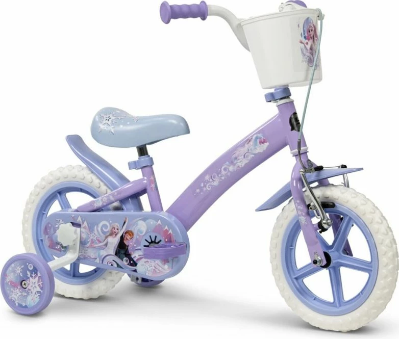 Biçikletë fëmijësh HUFFY Disney Frozen 12", 22294W, e bardhë/vjollcë, me 4 rrota