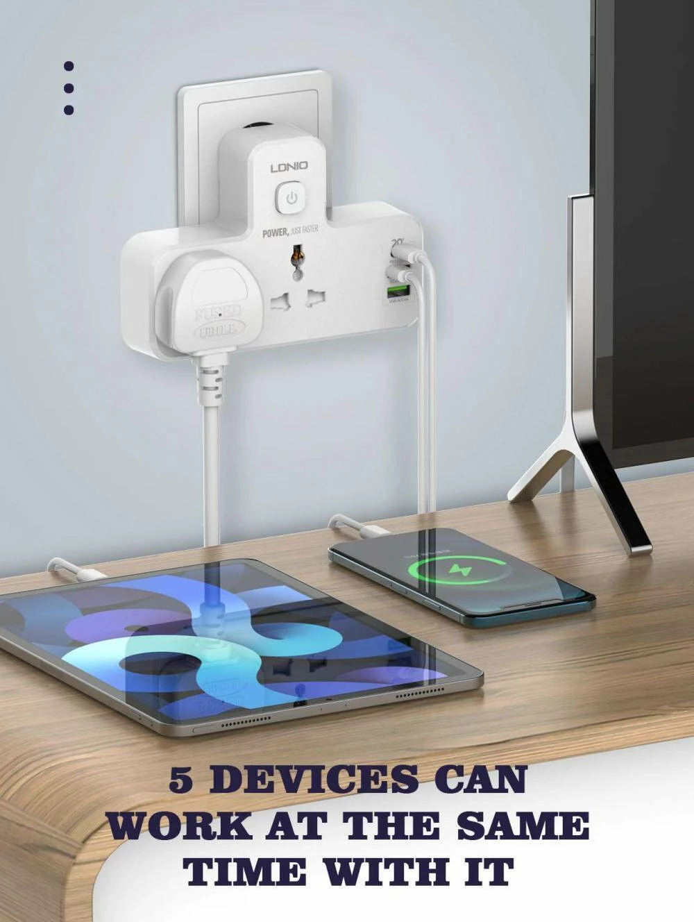 Prizë e rrymës Ldnio 2 AC Outlets Portable Extension Power Socket