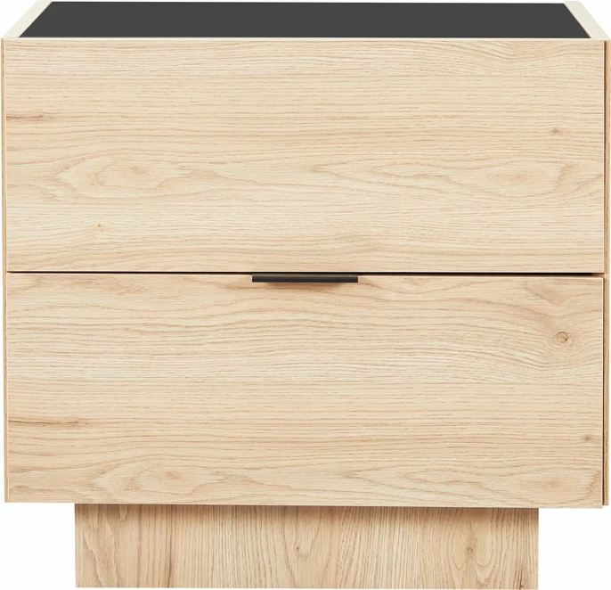 Komodinë Cubius me 2 sirtarë, ngjyrë natyrale, 58x39x54.2cm