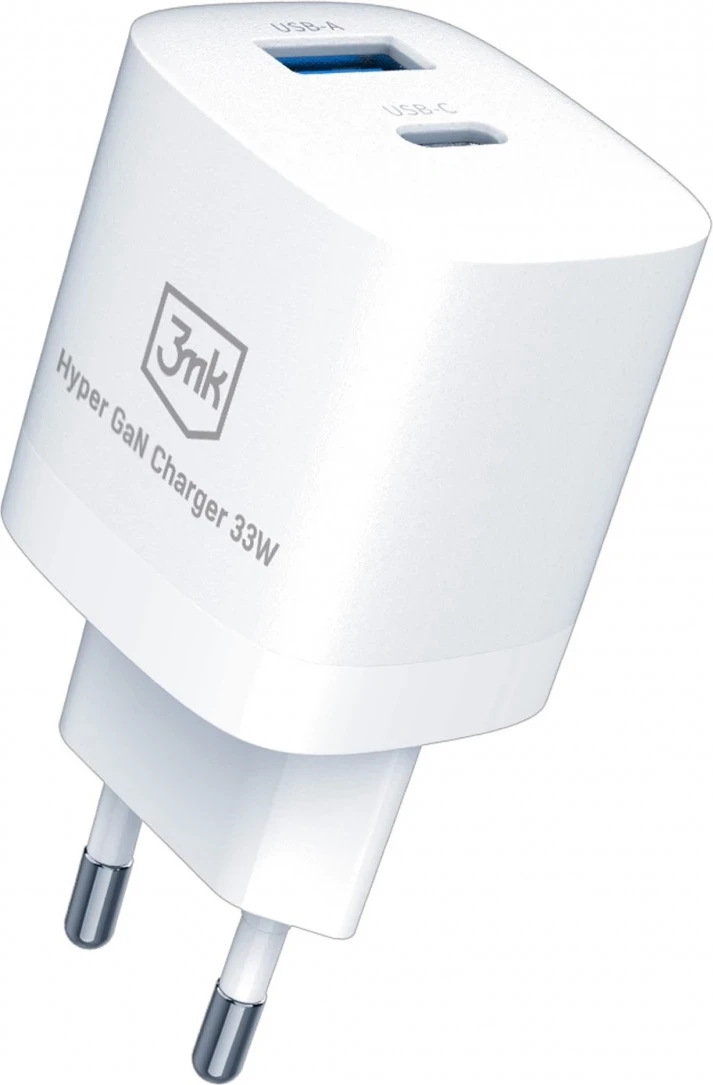 Karikues USB-A/USB-C, 3MK Hyper GaN, 33W, i bardhë 