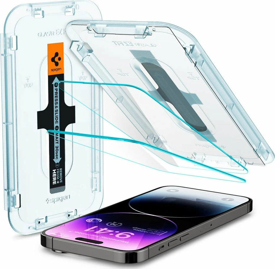 Xham i kalitur mbrojtës ekrani Spigen EZ Fit 9H për iPhone 14 Pro, 2 copë, transparent