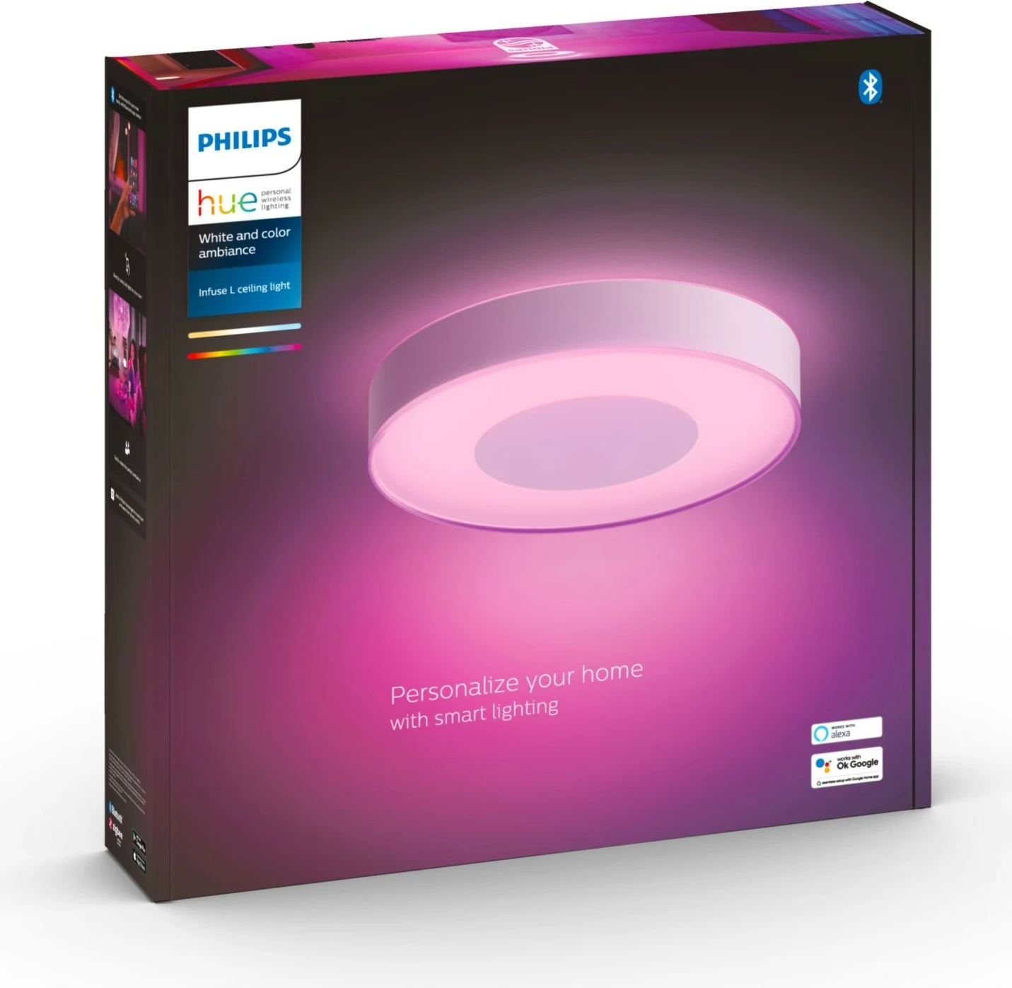 Dritë tavani Philips Hue Infuse e madhe, Smart, Bluetooth/Zigbee, LED, Metal, Bardhë