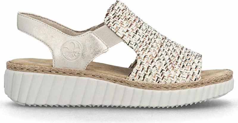 Sandale platforme femra Rieker 69276-60, bezhë