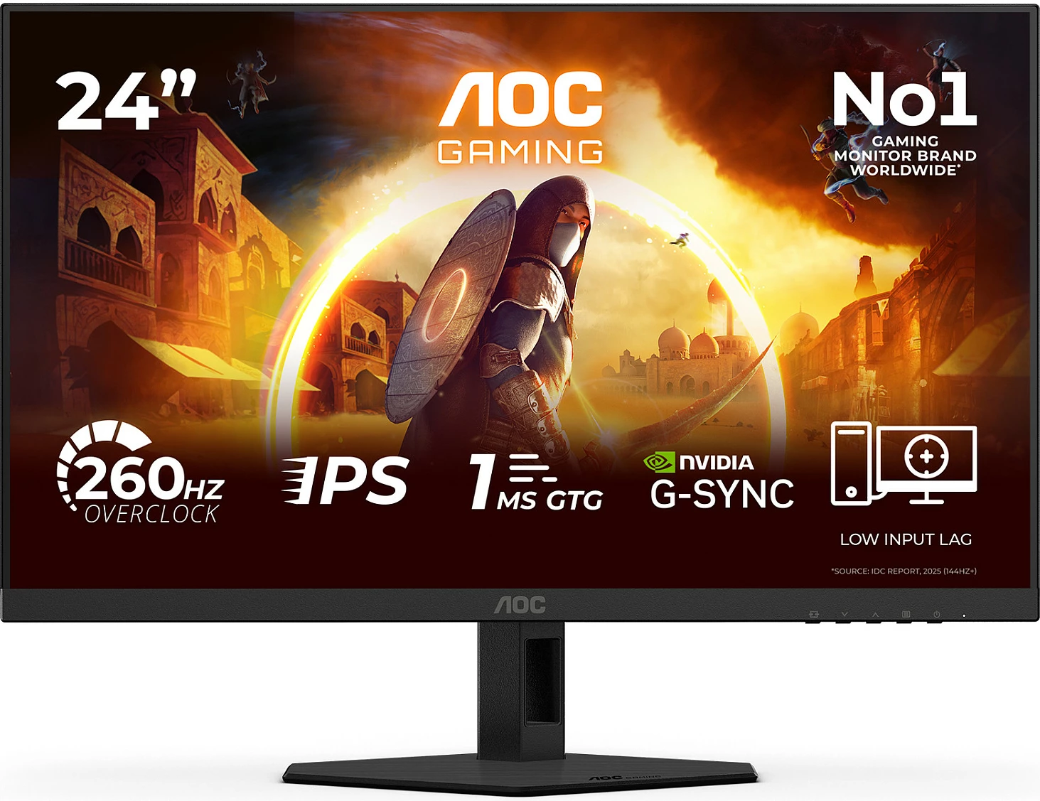 Monitor gaming AOC 24G4ZRE, 23.8" IPS, FHD 260Hz, 1ms, G-SYNC, i zi