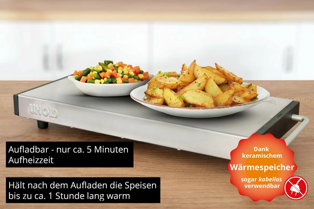 Pjatë ngrohëse UNOLD Elena 1100W, çelik inoks, e zezë