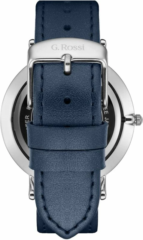 Orë dore meshkuj G.Rossi 11014A7-6F1, blu e argjendtë, me kuti