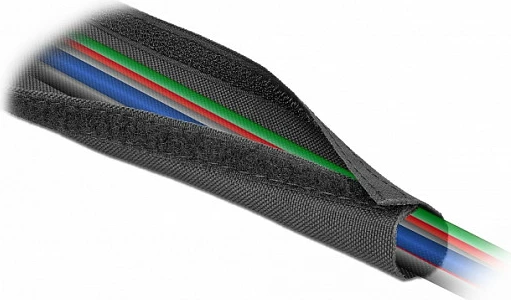 Mbështjellës i thurur për kabllo DeLOCK, 5 m x 20 mm, me Velcro, rezistent -50 deri 150°C, i zi