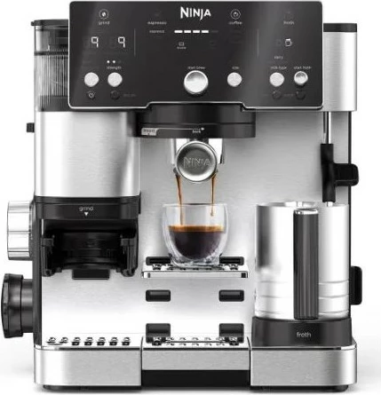 Aparat espresso Ninja ES501EU, 2 L, Kafe kokrra, Mulli i integruar, 1650 W, Ngjyrë zezë, Inoks
