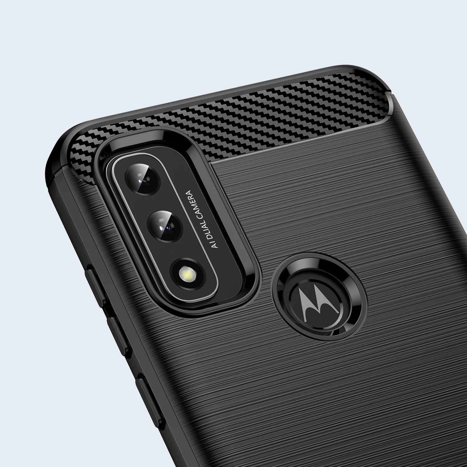 Mbështjellës Hurtel Carbon Case për Motorola Moto G Play 2022, i zi