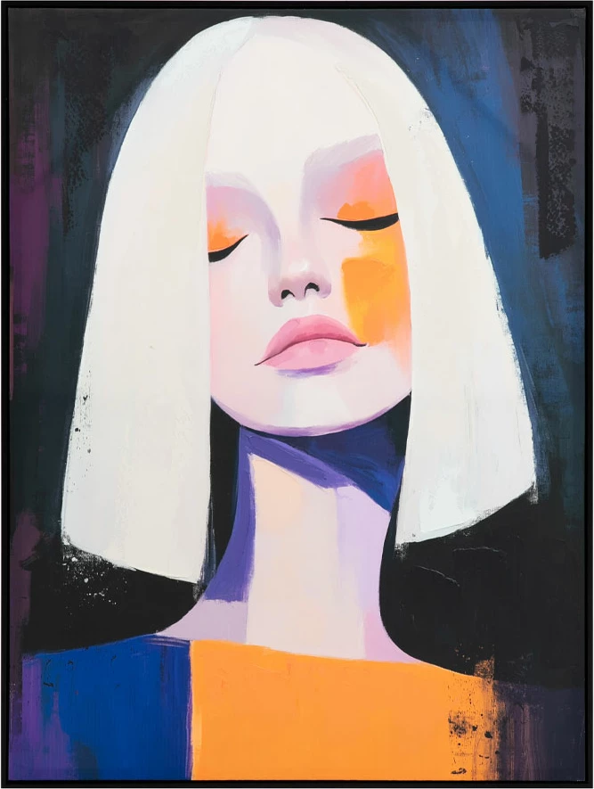 Pikturë dekorative DONNA SOGNA me kornizë, shumëngjyrëshe, dru i zi, 90x120x4cm