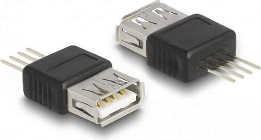 Adapter USB DeLOCK USB 2.0 Type-A femër në 4-pin, i drejtë, zi/argjendtë