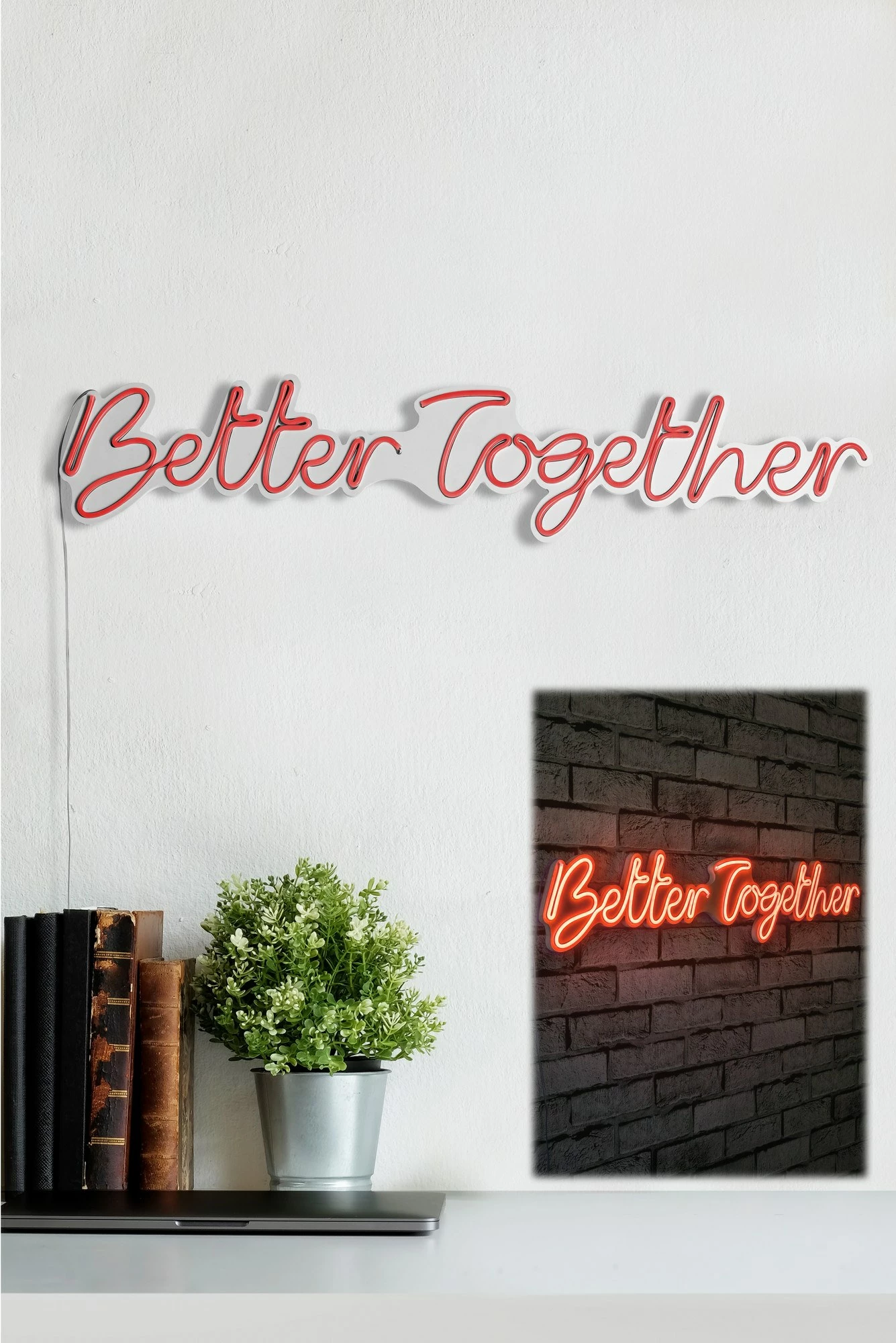 Dekor dritash LED plastike, 'Better Together', ngjyrë e kuqe
