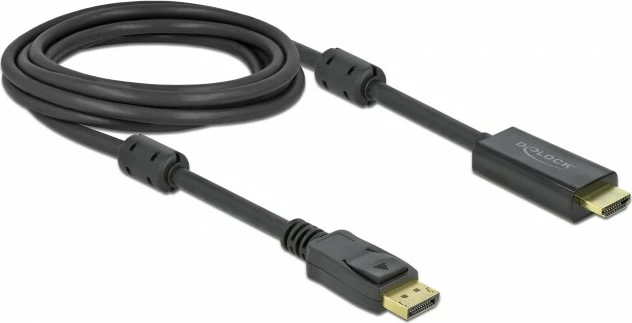 Kabllo DisplayPort në HDMI DeLOCK 1.2, 3m, 4K 60Hz, e zezë
