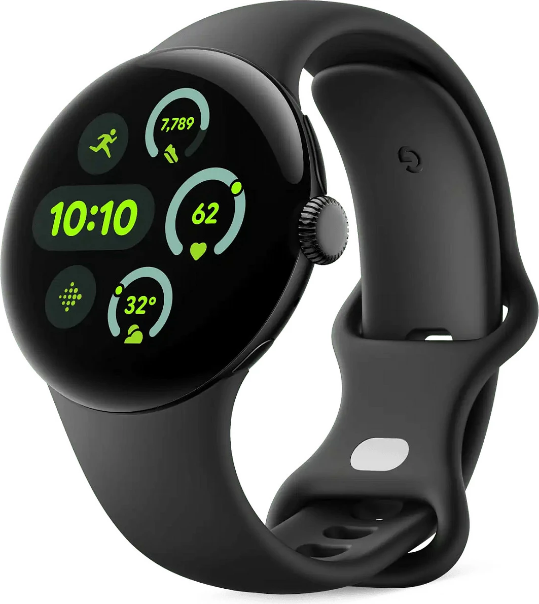 Rrip Smartwatch Google GA06118-WWm për Pixel Watch 3 45mm, Fluoroelastomer, L, i zi, kapëse argjendi