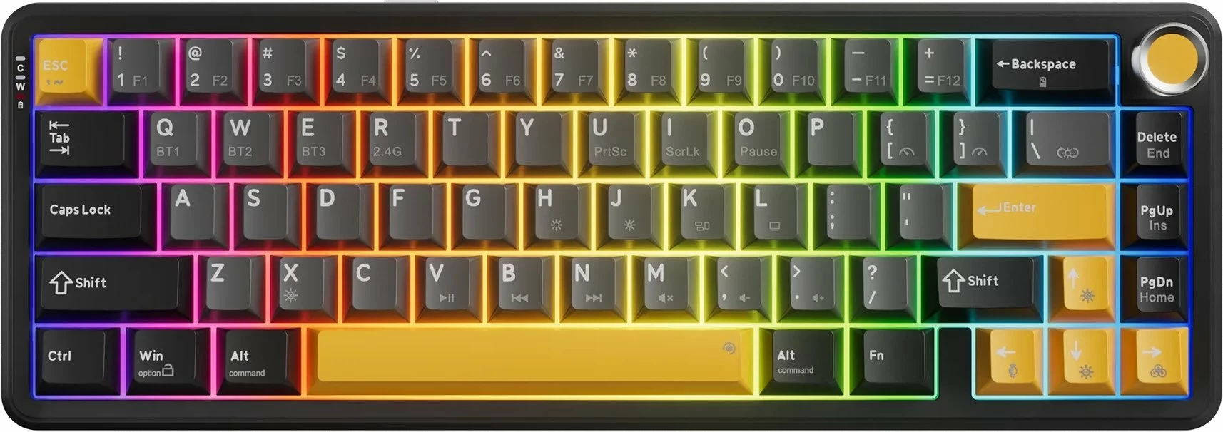 Tastierë mekanike wireless Marvo Titan 65 (KG984W) 65% RGB, Banana Crystal switcha, e zezë
