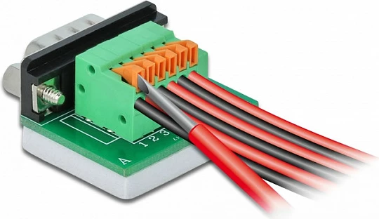 Adapter DeLOCK D-Sub9 (DB9) mashkull në bllok terminal me butona, horizontal, gjelbër/argjendtë