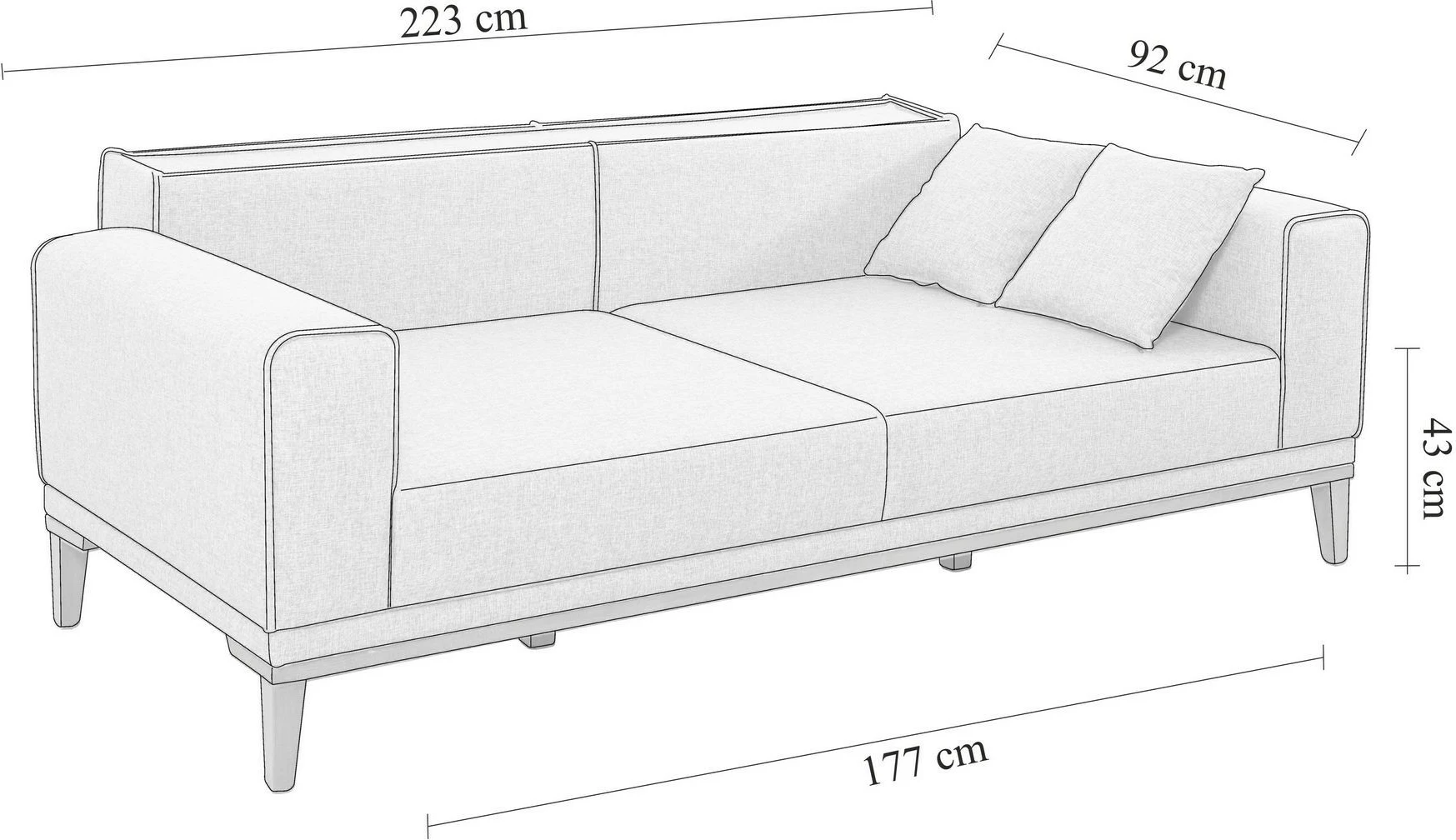 Divan-krevat 3 vendësh Atelier del Sofa, ngjyrë antracit, Liones