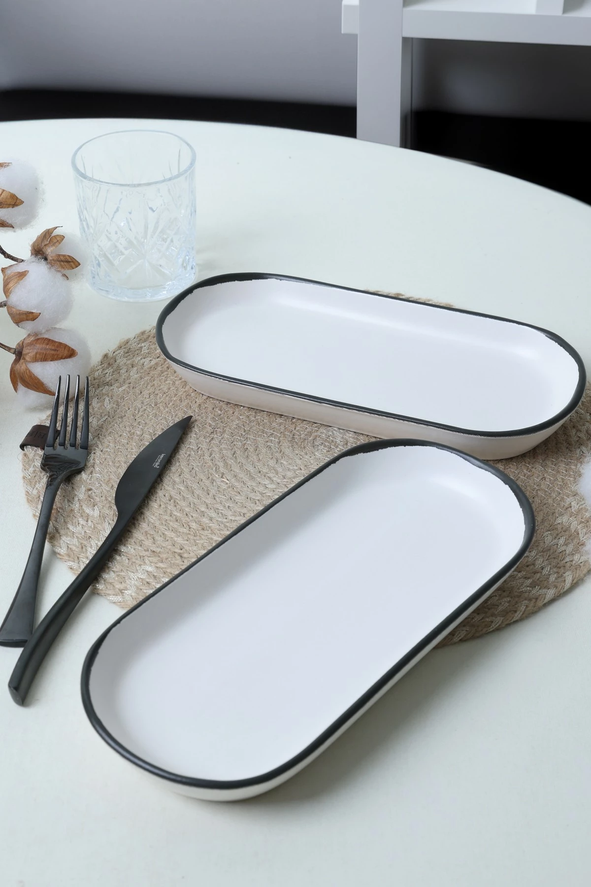 Set pjatash servirëse (2 copë), Hermia Concept, X00019027, ngjyrë e bardhë mat