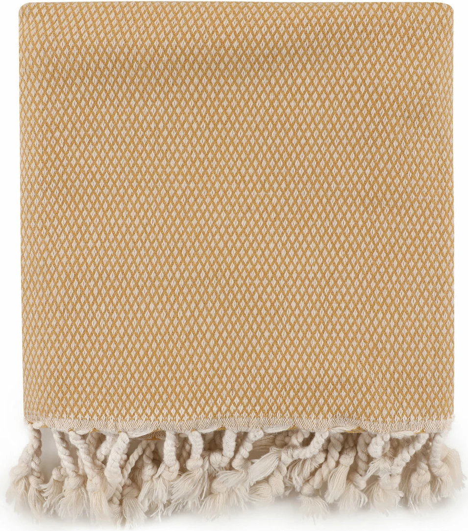 Peshqir plazhi Fouta, model Mijölnir, ngjyrë mustard, Likya