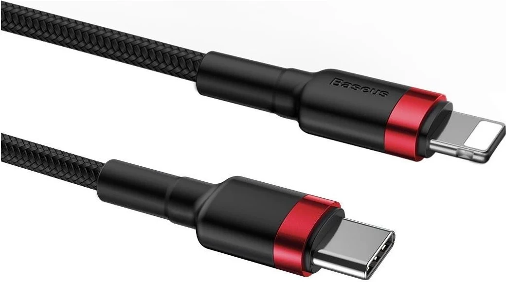 Kabllo Baseus Cafule USB-C do Lightning PD, 18W, 1m, e zezë e kuqe