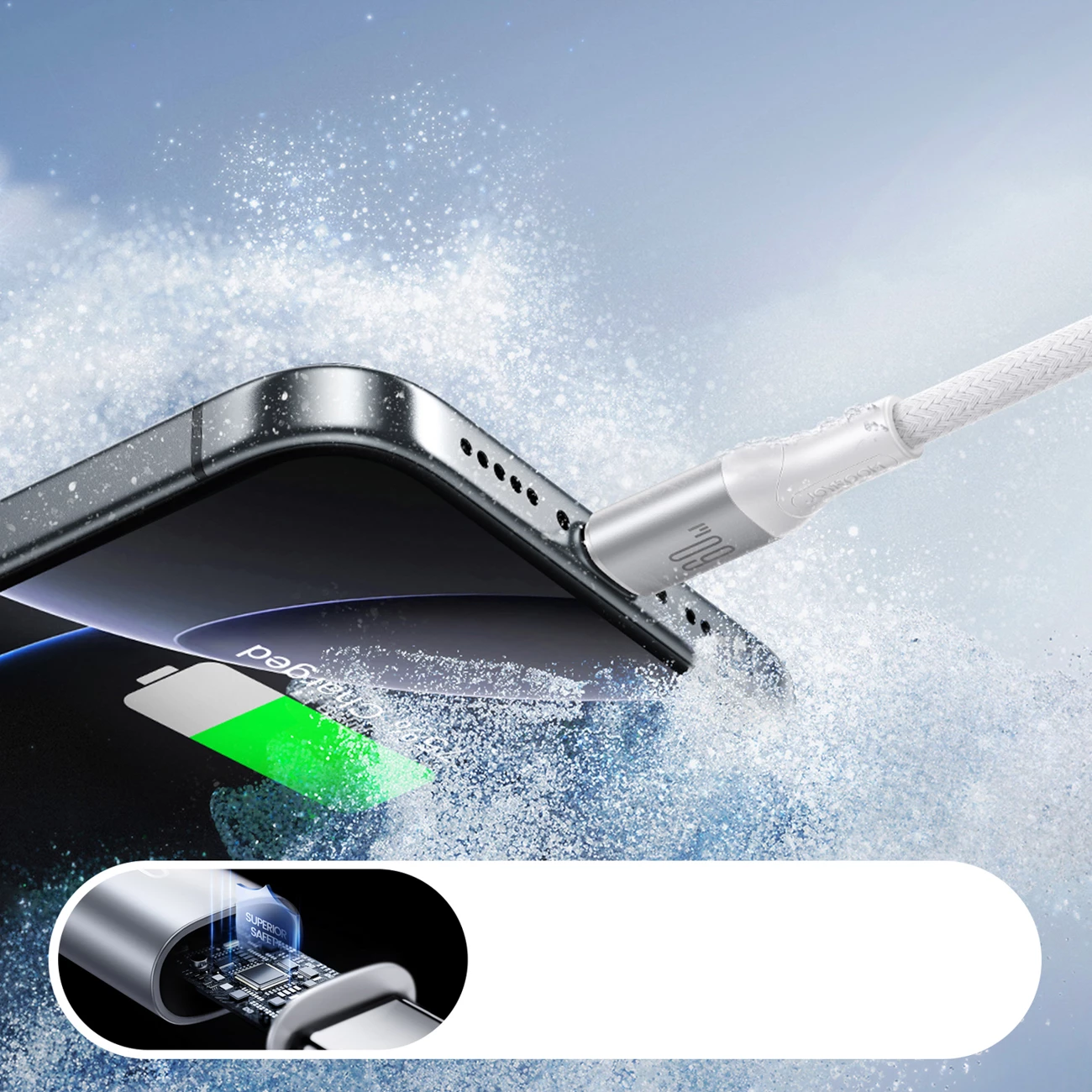 Kabllo USB-C në USB-C Joyroom S-A28 Flash Series, 2m, 60W, Bardhë