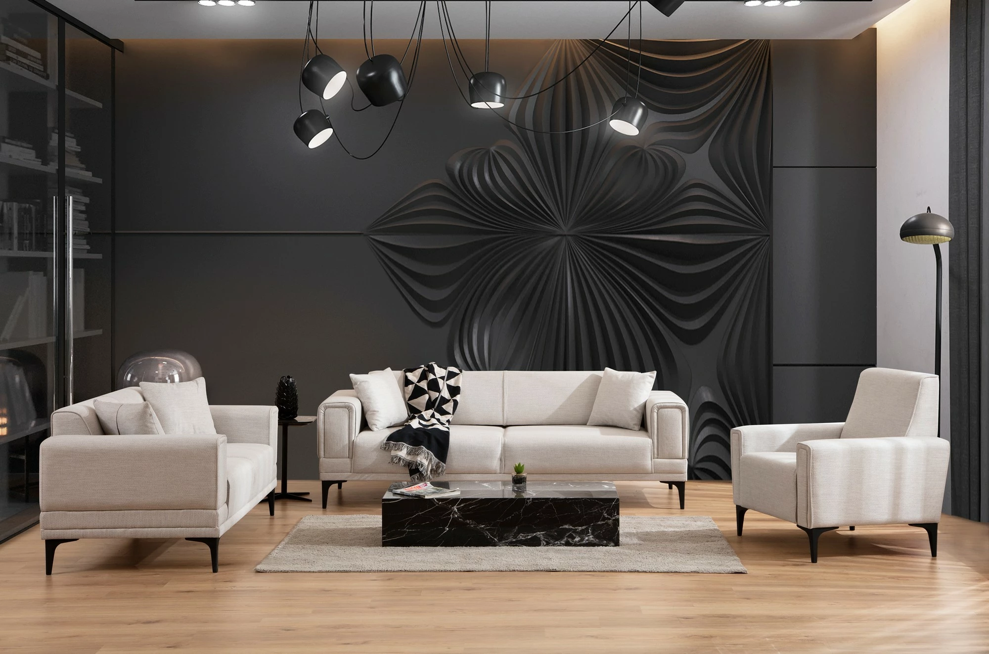 Divan dy-vendësh Atelier del Sofa, Horizon, ngjyrë ecru