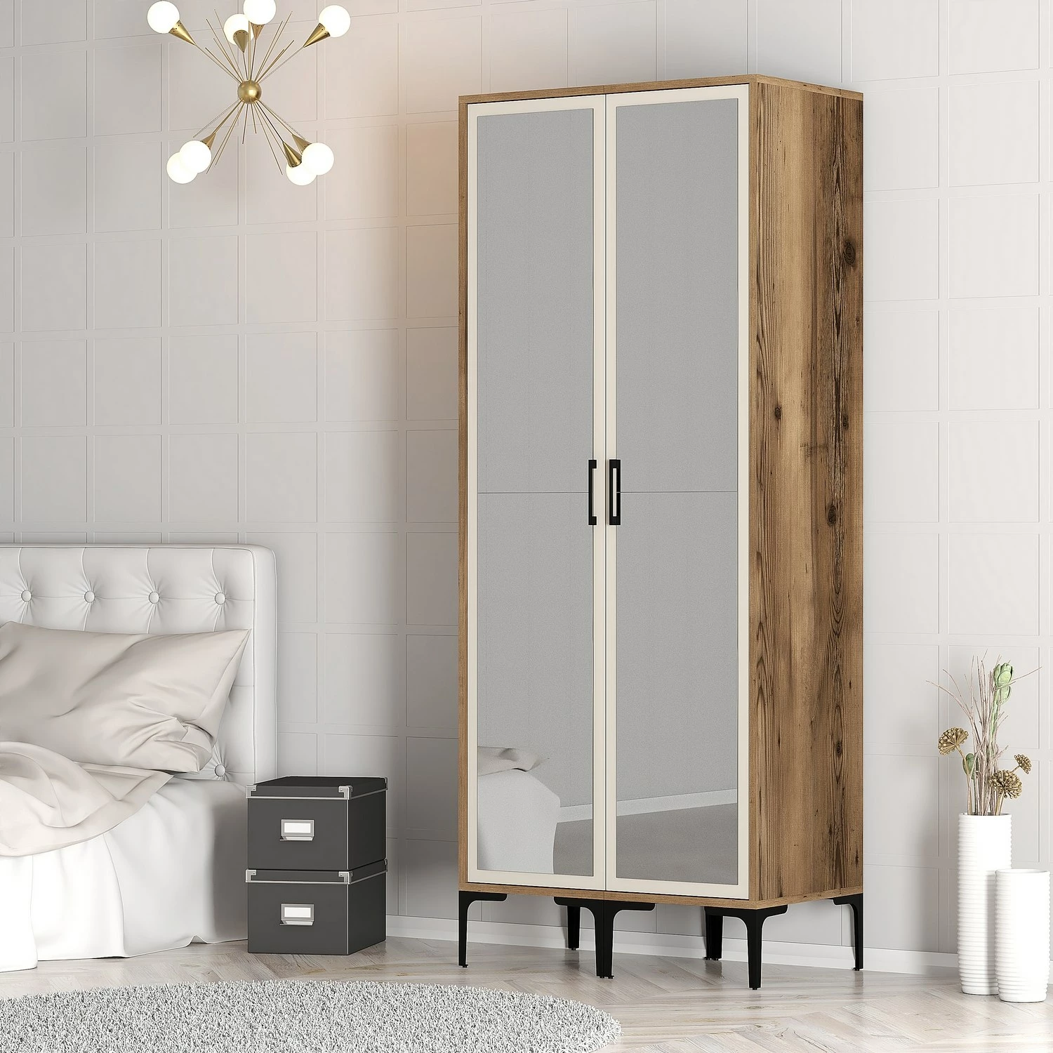 Dollap Skye Decor, ngjyrë arre dhe krem, Kumsal RR