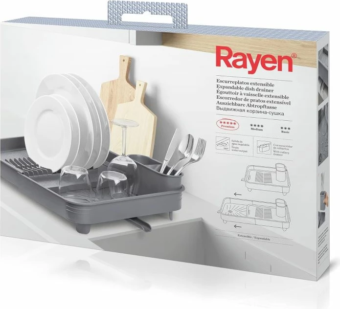 Tharëse enësh e zgjatshme Rayen 2069.01, 36–51 cm, polipropilen, me tabaka takëmesh, gri