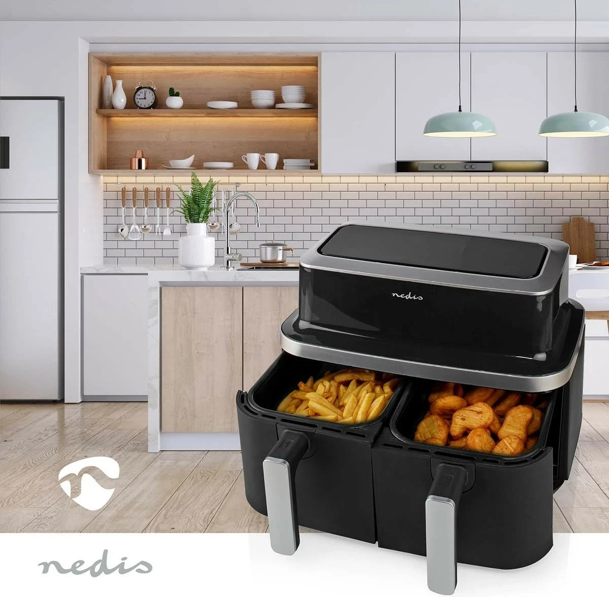 Fryer pa yndyrë Nedis KAAF320, 8L, 2 shporta, e zezë