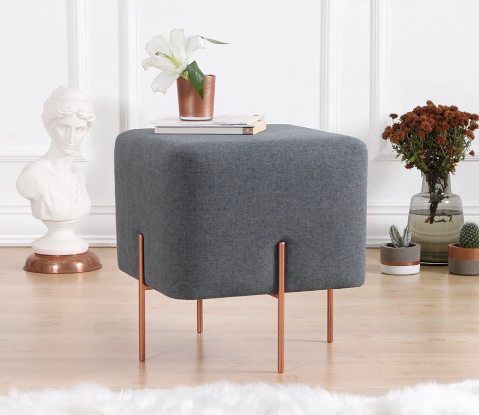 Puf Atelier del Sofa, ngjyrë gri e errët, 59, këmbë bakri