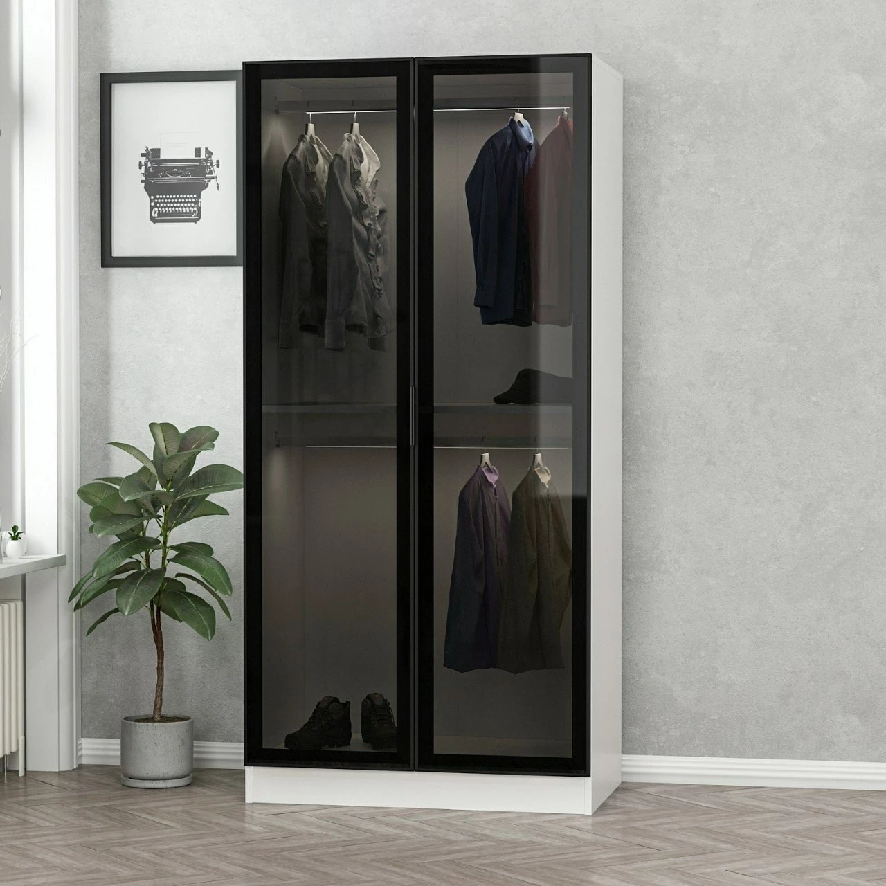 Dollap Hanah Home, xham i zi, 190cm